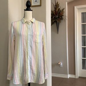 Faith and Zoe colorful rainbow striped long sleeve shirt Size S